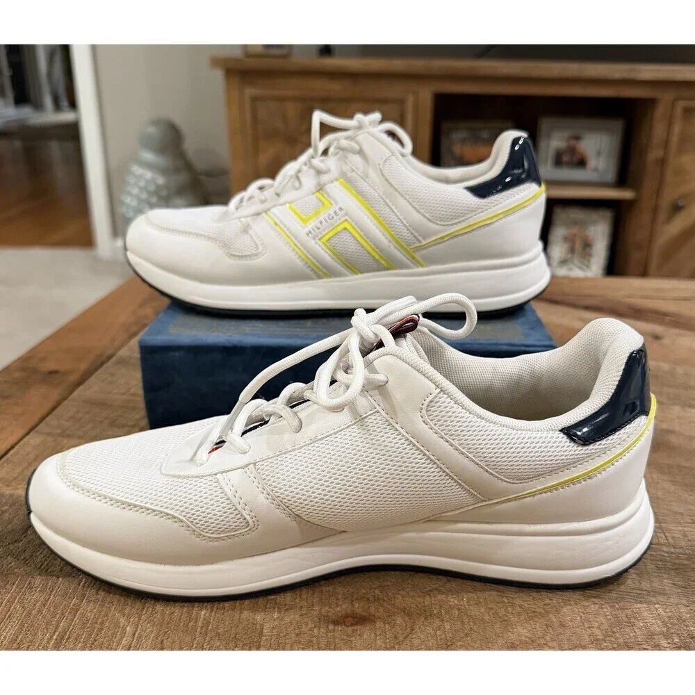 Tommy Hilfiger Twraakel-M Sneakers Womens 10 White Yellow Blue Lace Up